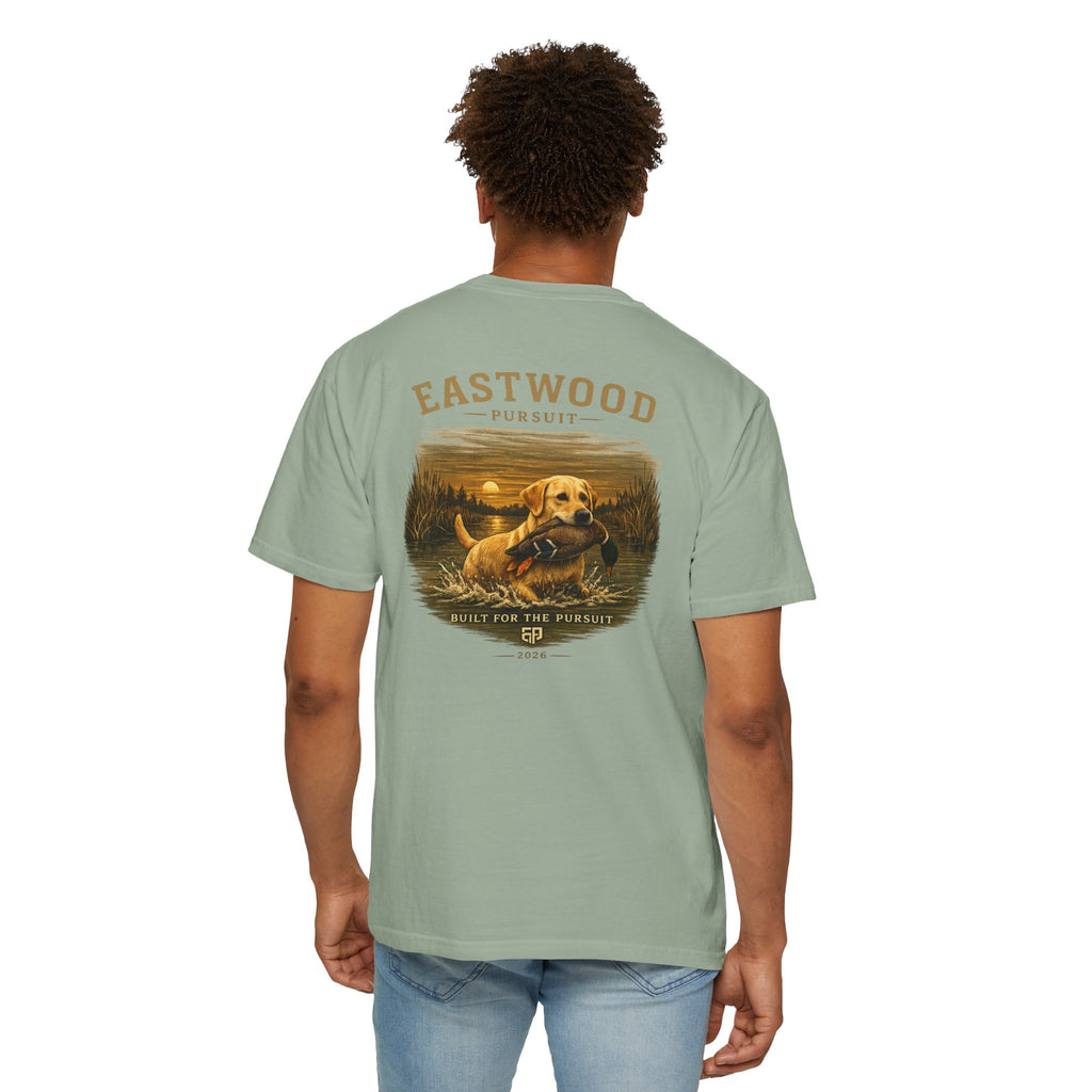 Yellow Lab Hunting T-Shirt — "Eastwood Pursuit" Graphic Tee