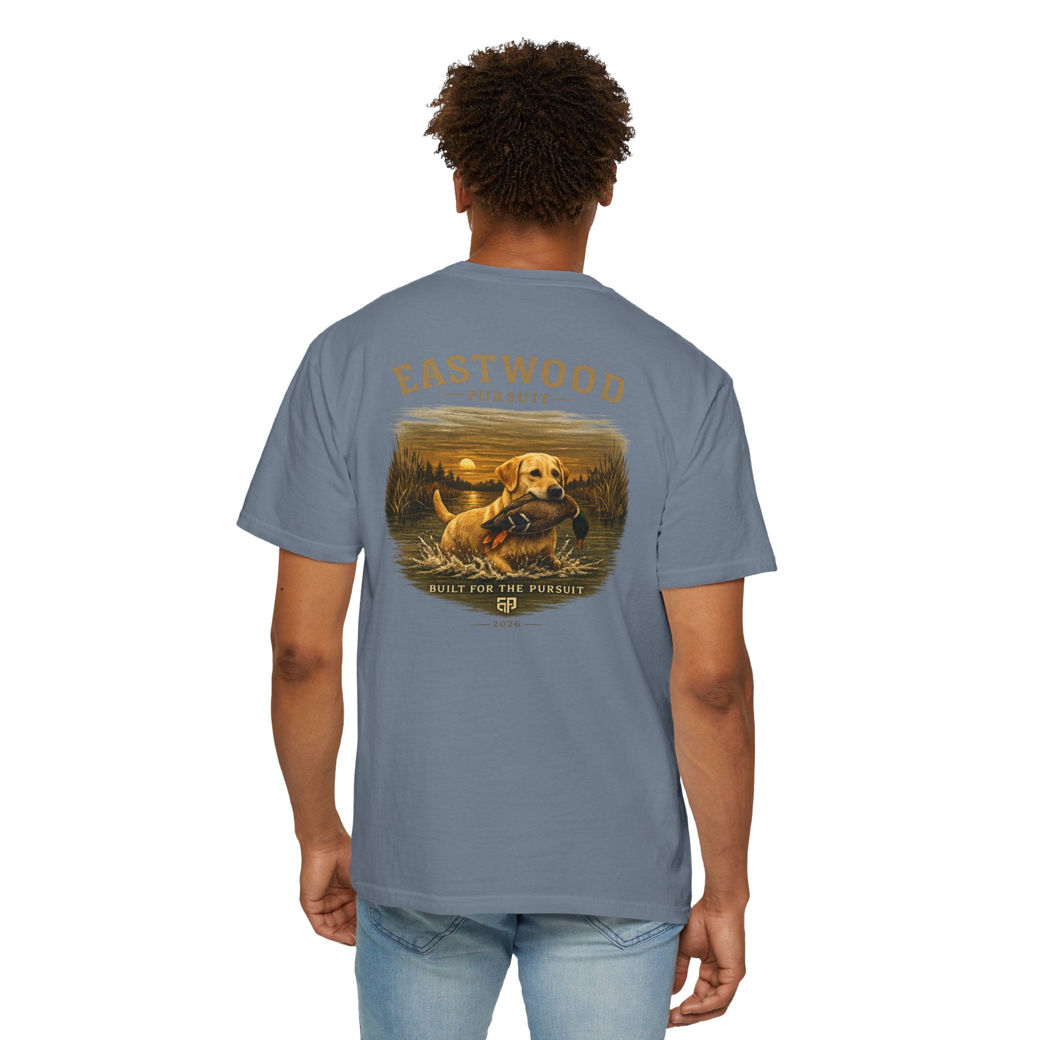 Yellow Lab Hunting T-Shirt — "Eastwood Pursuit" Graphic Tee