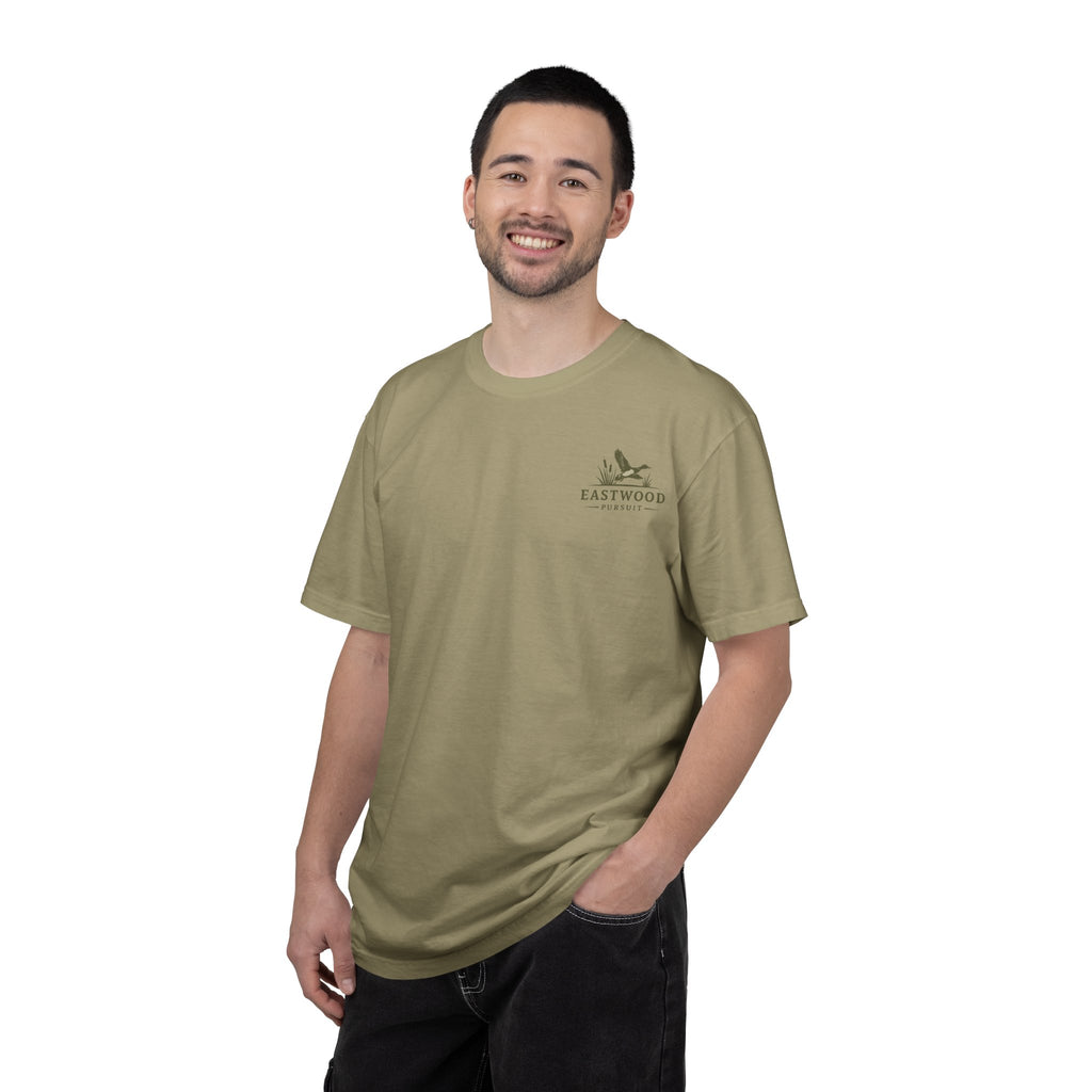 Eastwood Pursuit Duck Hunting Scene T-Shirt | Vintage Waterfowl Artwork