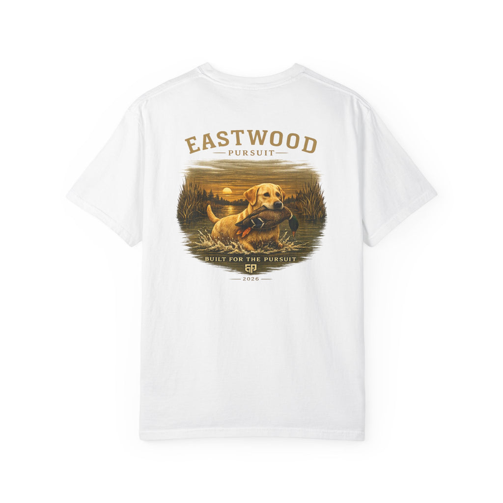Yellow Lab Hunting T-Shirt — "Eastwood Pursuit" Graphic Tee