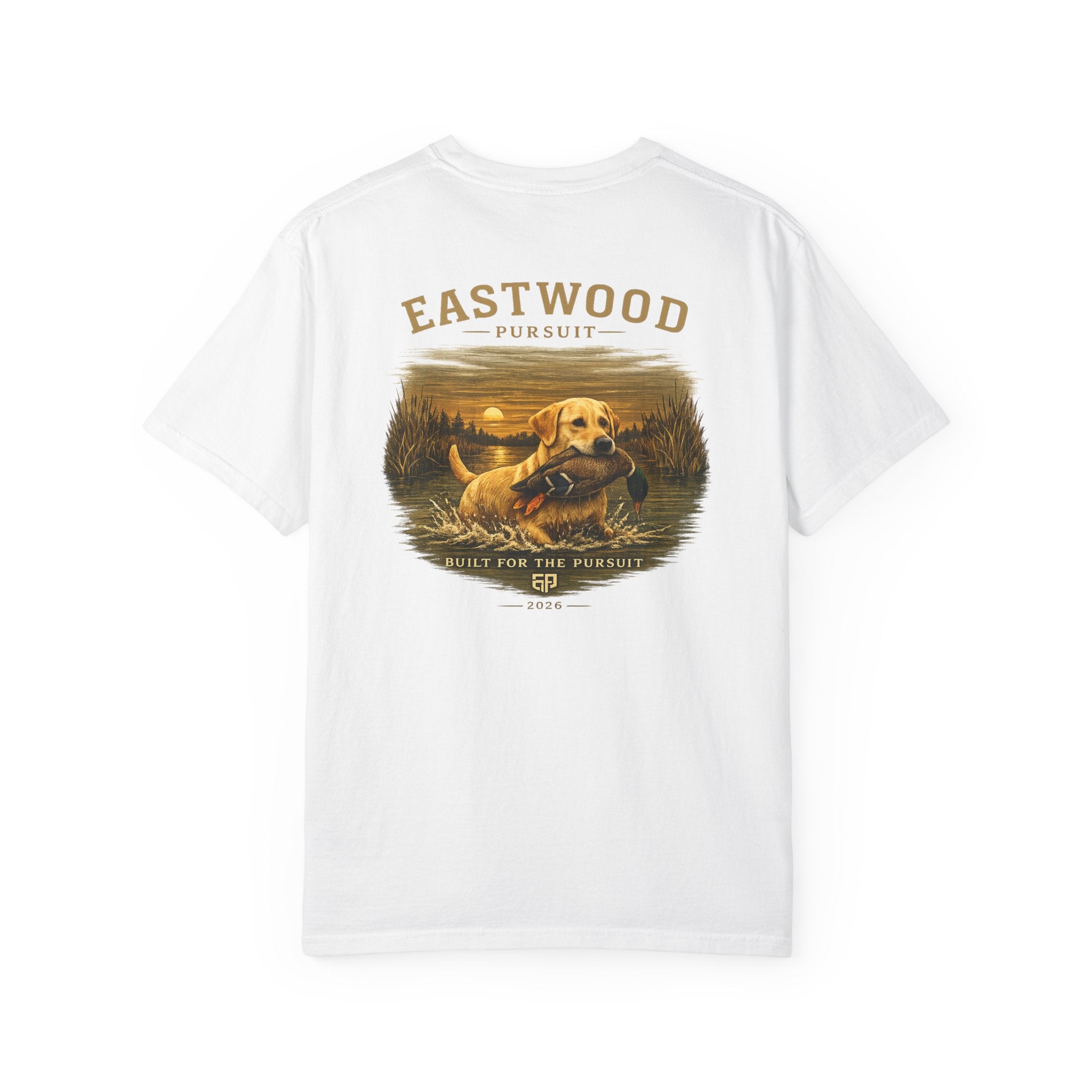 Yellow Lab Hunting T-Shirt — "Eastwood Pursuit" Graphic Tee