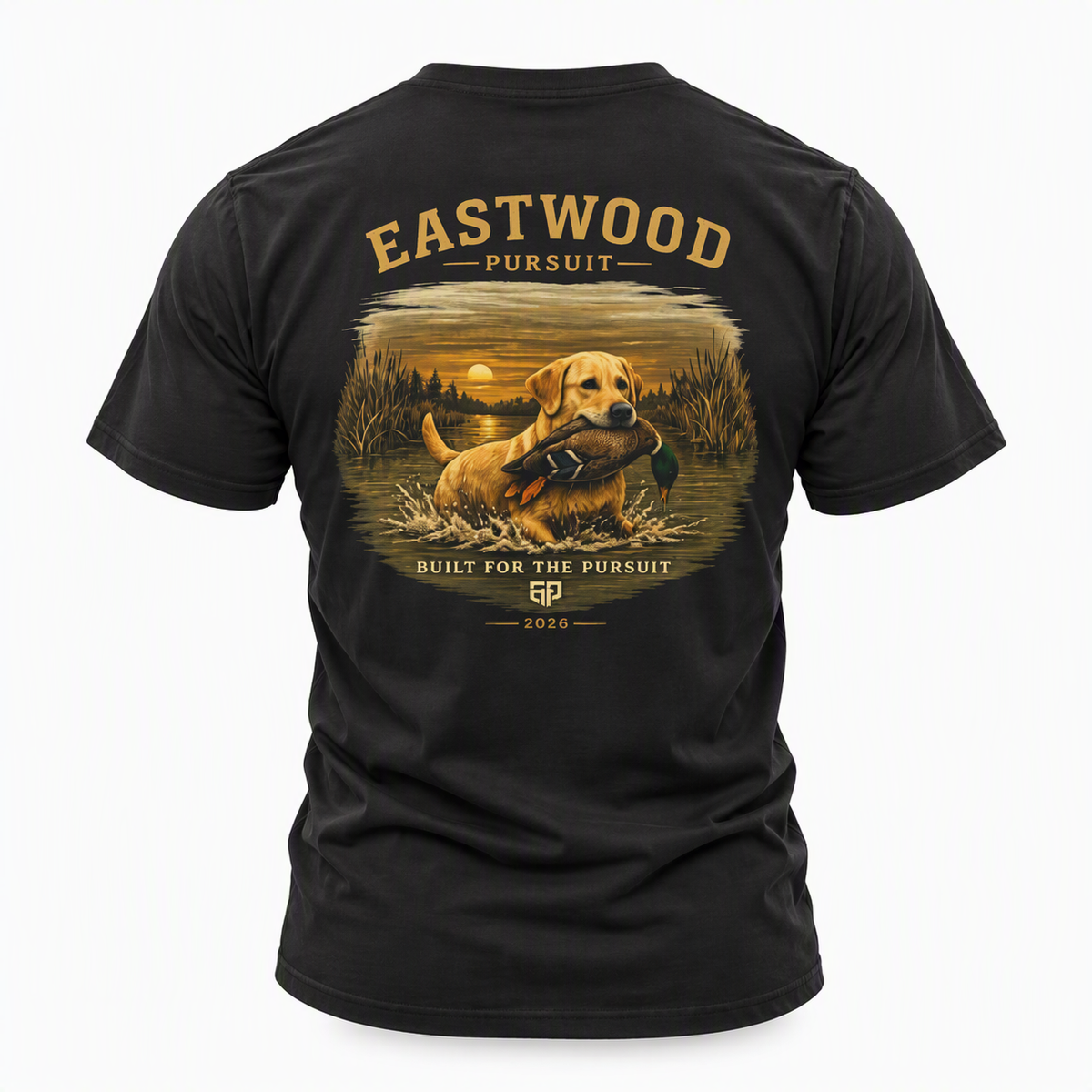 Yellow Lab Hunting T-Shirt — "Eastwood Pursuit" Graphic Tee