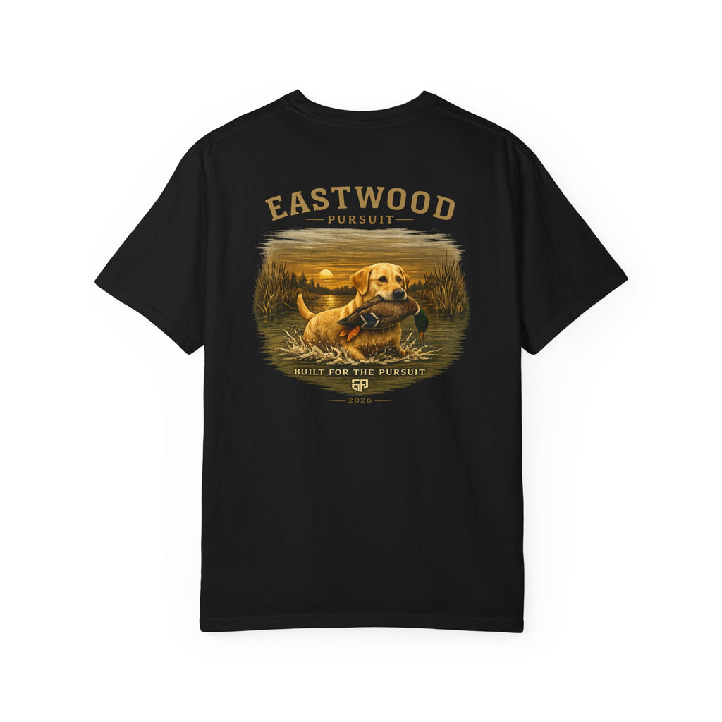 Yellow Lab Hunting T-Shirt — "Eastwood Pursuit" Graphic Tee