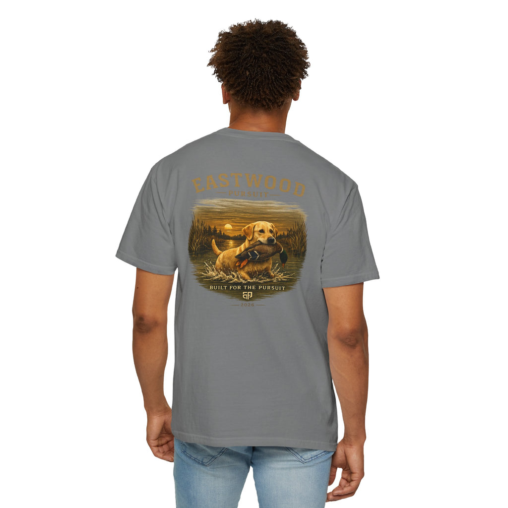 Yellow Lab Hunting T-Shirt — "Eastwood Pursuit" Graphic Tee