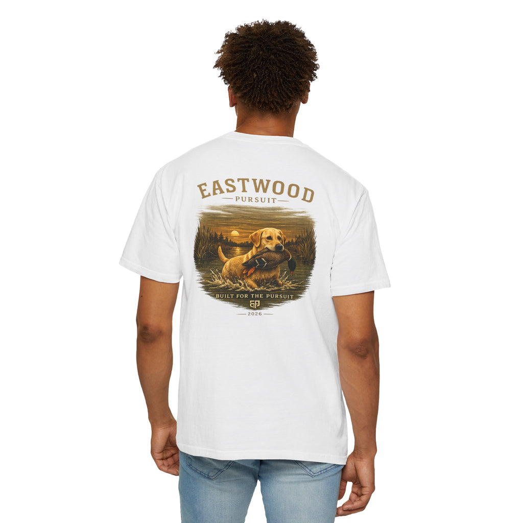 Yellow Lab Hunting T-Shirt — "Eastwood Pursuit" Graphic Tee