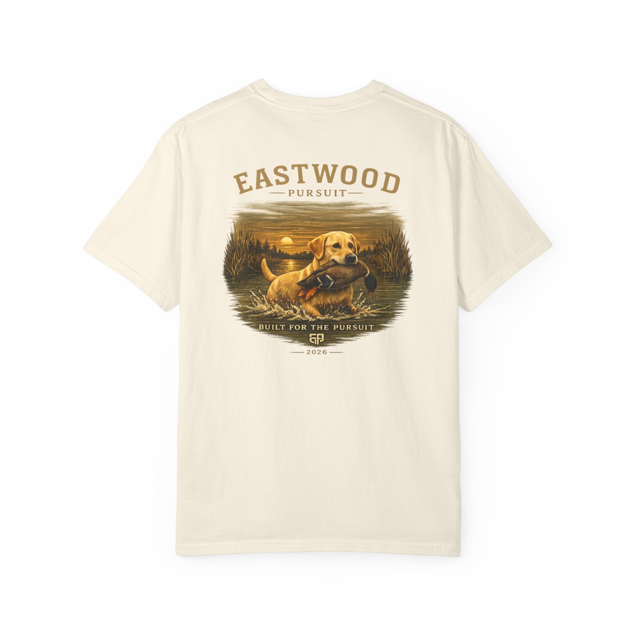 Yellow Lab Hunting T-Shirt — "Eastwood Pursuit" Graphic Tee