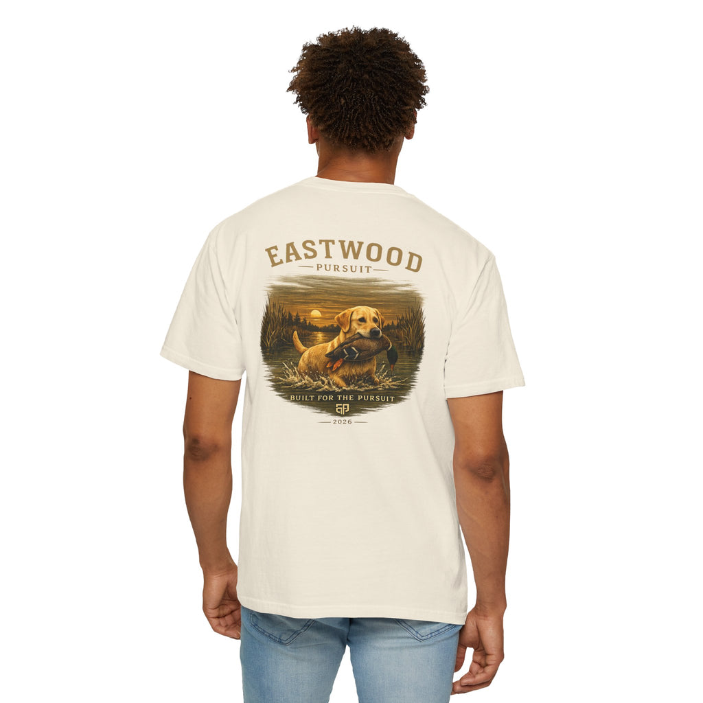 Yellow Lab Hunting T-Shirt — "Eastwood Pursuit" Graphic Tee