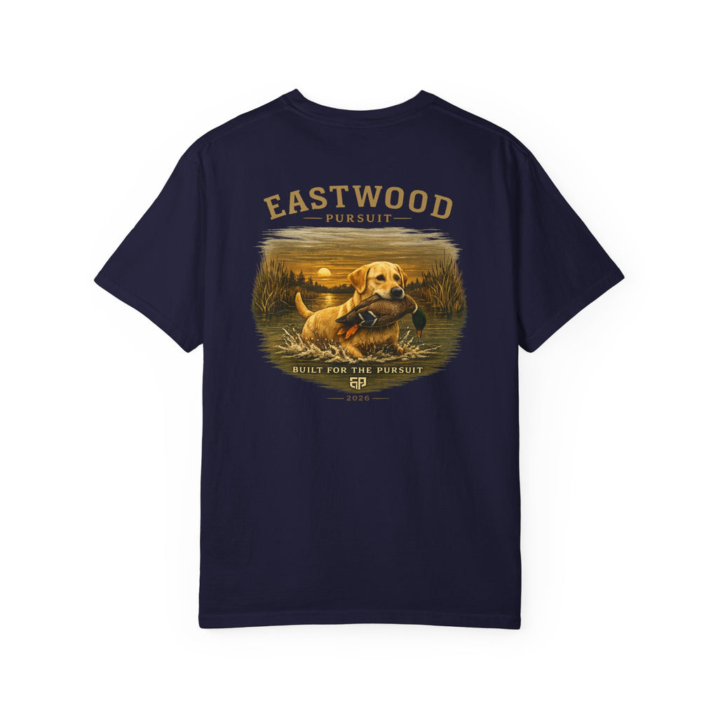 Yellow Lab Hunting T-Shirt — "Eastwood Pursuit" Graphic Tee