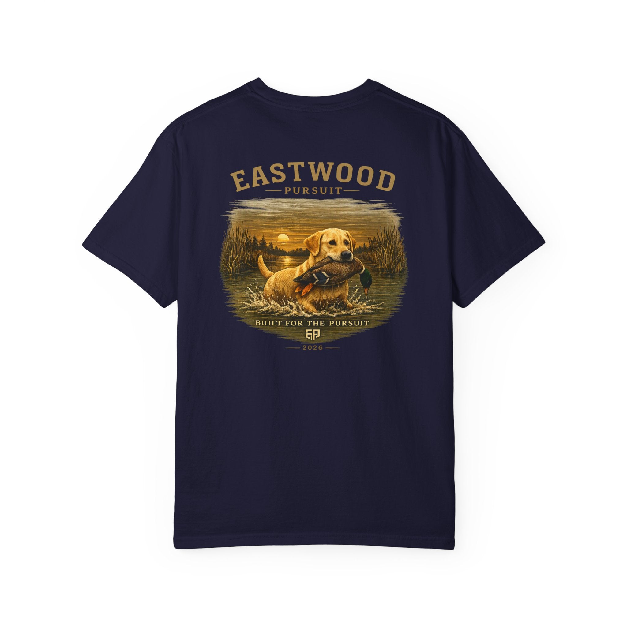 Yellow Lab Hunting T-Shirt — "Eastwood Pursuit" Graphic Tee