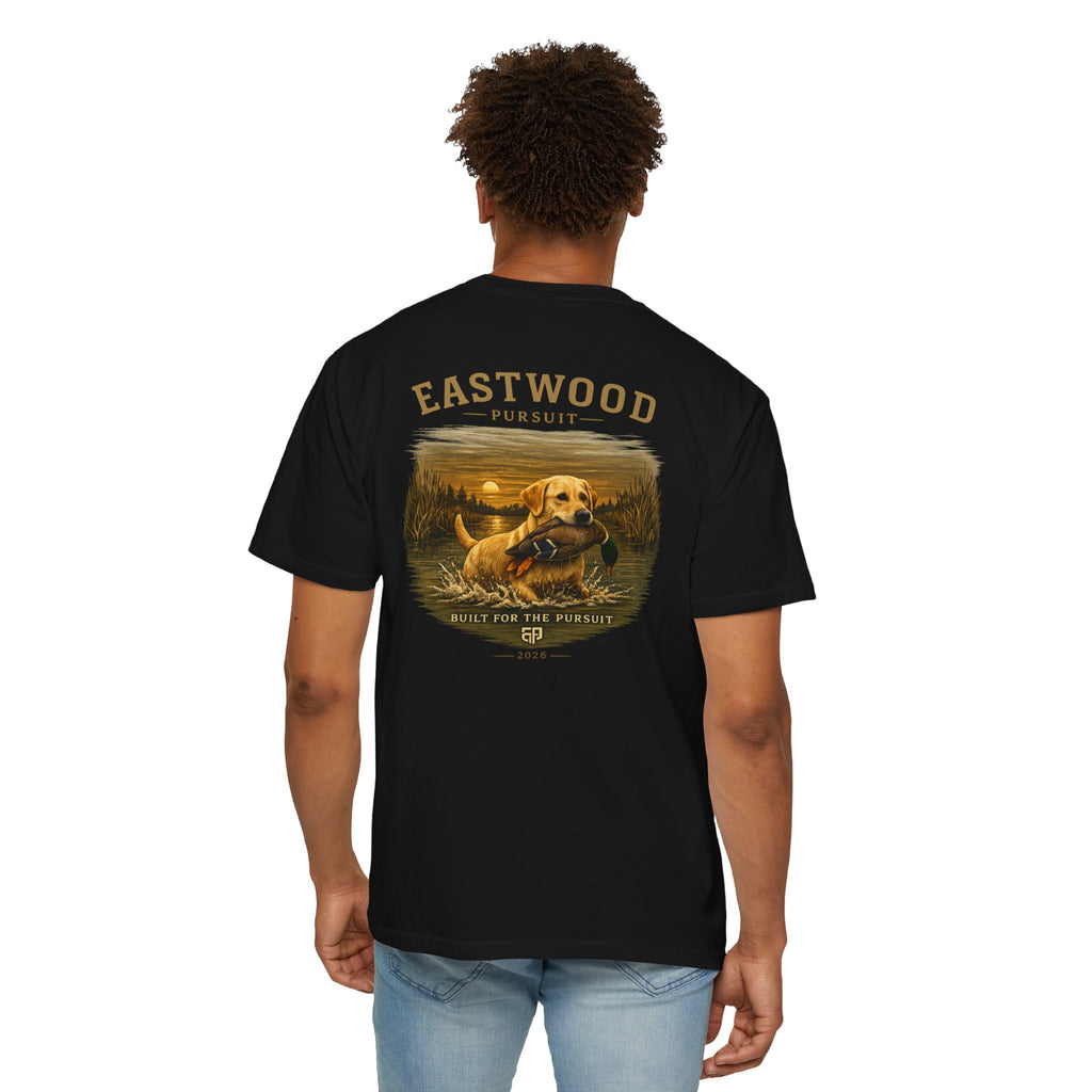 Yellow Lab Hunting T-Shirt — "Eastwood Pursuit" Graphic Tee